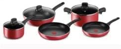 Lagostina Cuisine méditerranéenne Set de poêles antiadhésives en aluminium, 8 pièces, batterie casseroles induction, gaz et four