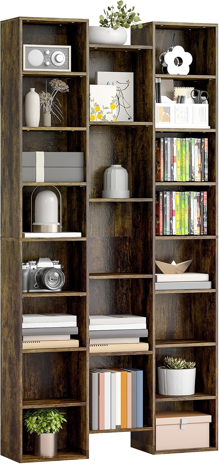 HOMCOM 21-Cube Tall Bookcase, Modern Cube Book shelf with 10 Adjustable Shelves, Freestanding Multi-Functional Storage Unit for Living Room