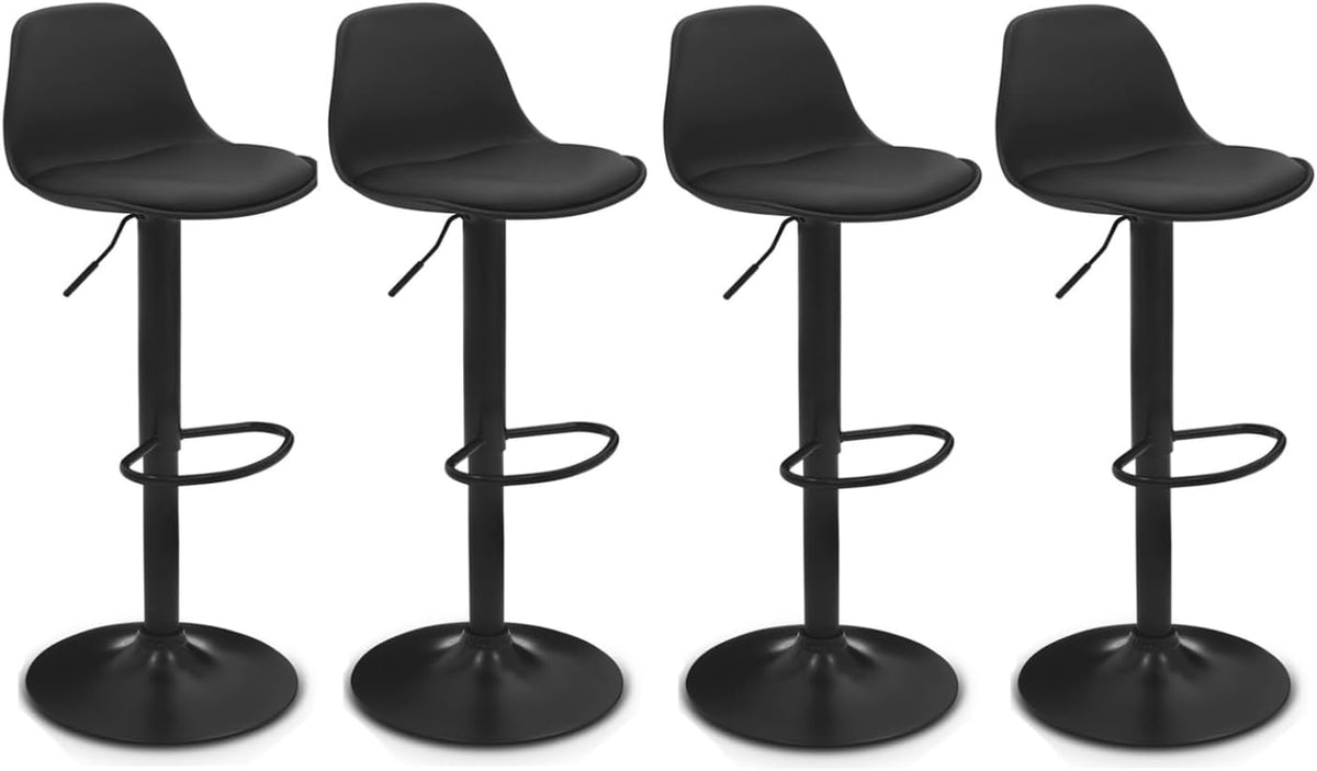 IDMarket - Lot de 4 tabourets de Bar Karl Design Noir Pied Noir