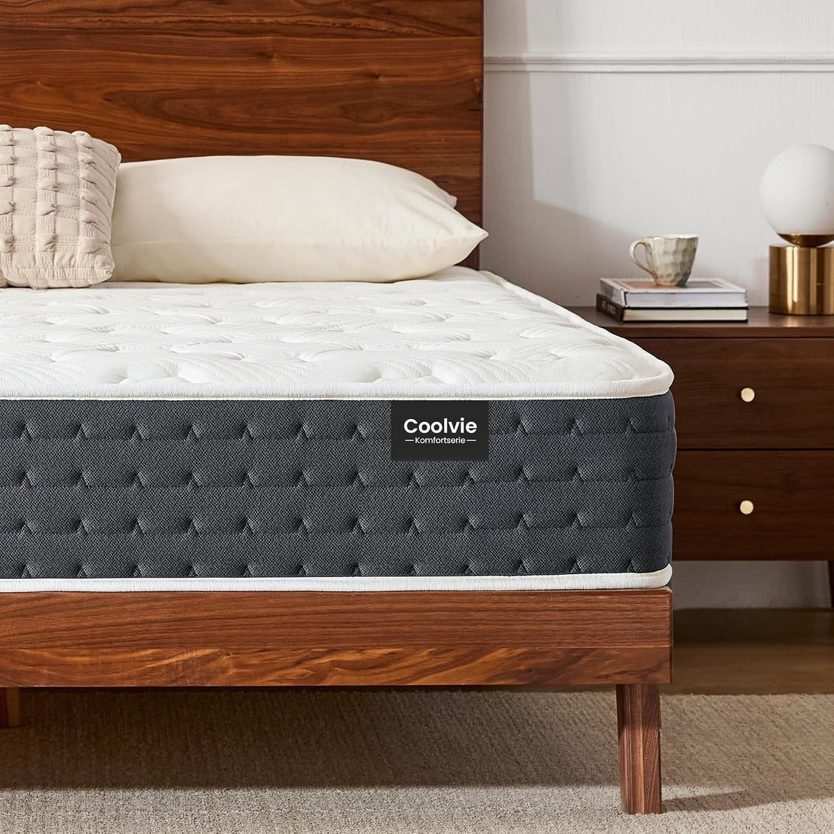 Coolvie Matelas à Ressorts 90 x 190 cm Matelas 7 Zones Dureté Moyenne Hauteur 20 cm Isolation des mouvements Matelas avec Mousse à mémoire de Forme en