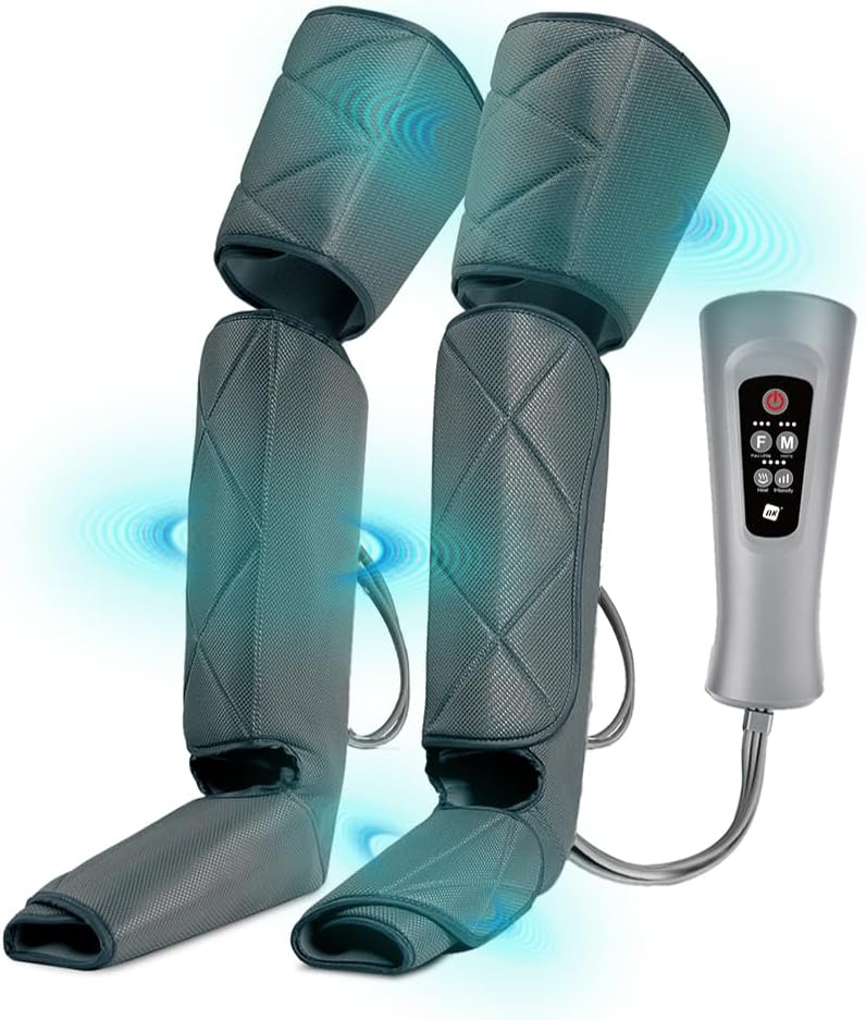 NK Appareil de massage pour jambes, 6 modes de massage complets et partiels, 4 niveaux d'intensité pour chaque mode, minuteur, fonction chaleur