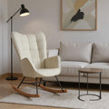 Meuble Cosy Fauteuil de Relaxation, Rocking Chair Confortable, Chaise à Bascule pour Salon en Tissu avec Pieds Bois et Métal