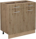 Vicco Meuble Cuisine R-Line, Chêne Artisan/Chêne de Force doré, 80 cm sans Plan de Travail