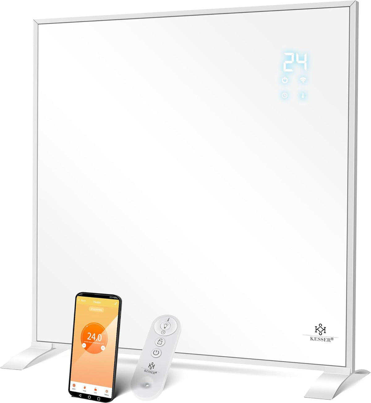 KESSER Chauffage infrarouge Économie d'énergie Appareil sur pied infrarouge & Montage mural Chauffage électrique avec télécommande Thermostat &