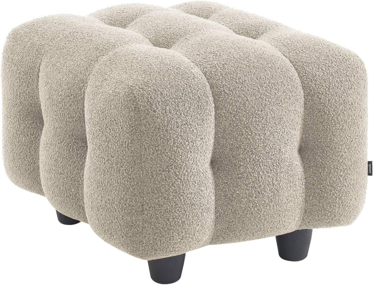 sweeek - Pouf. Module pour canapé. Repose-Pieds pour canapé 2 Places en Bouclette texturée Beige L 69 x P 59 x H 48cm - Leon