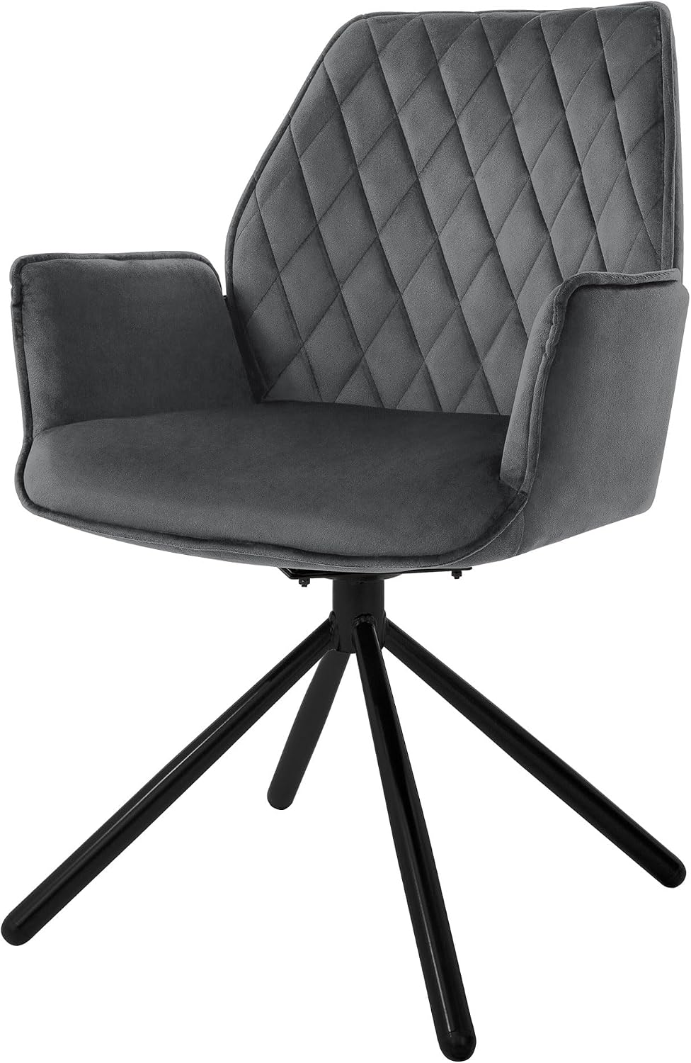 ML-Design Chaise de Salle à Manger Anthracite, en Velours, Chaise Pivotante, avec Accoudoirs et Dossier, Assise Rembourrée, Pieds Métalliques