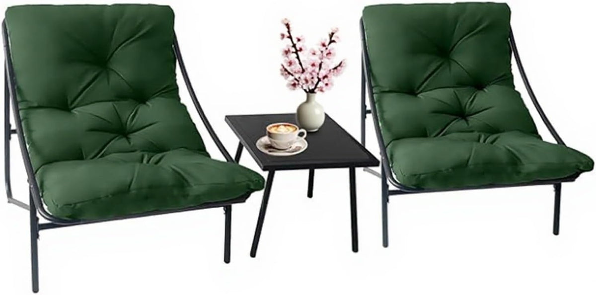 Ensemble Salon de Jardin 3 pièces, Ensemble de Meubles de Jardin en pour 2 Personnes, Coussins Amovibles Inclus, Meubles de Jardin pour vérandas