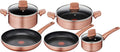 Lagostina Set de casseroles et poêles antiadhésives en aluminium pour gaz et four, 8 pièces, extérieur effet cuivre