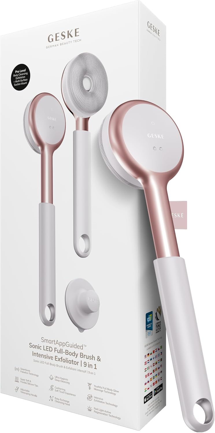 GESKE LED Sonic Full-Body Brush, 9 in 1, Lisse la peau rugueuse