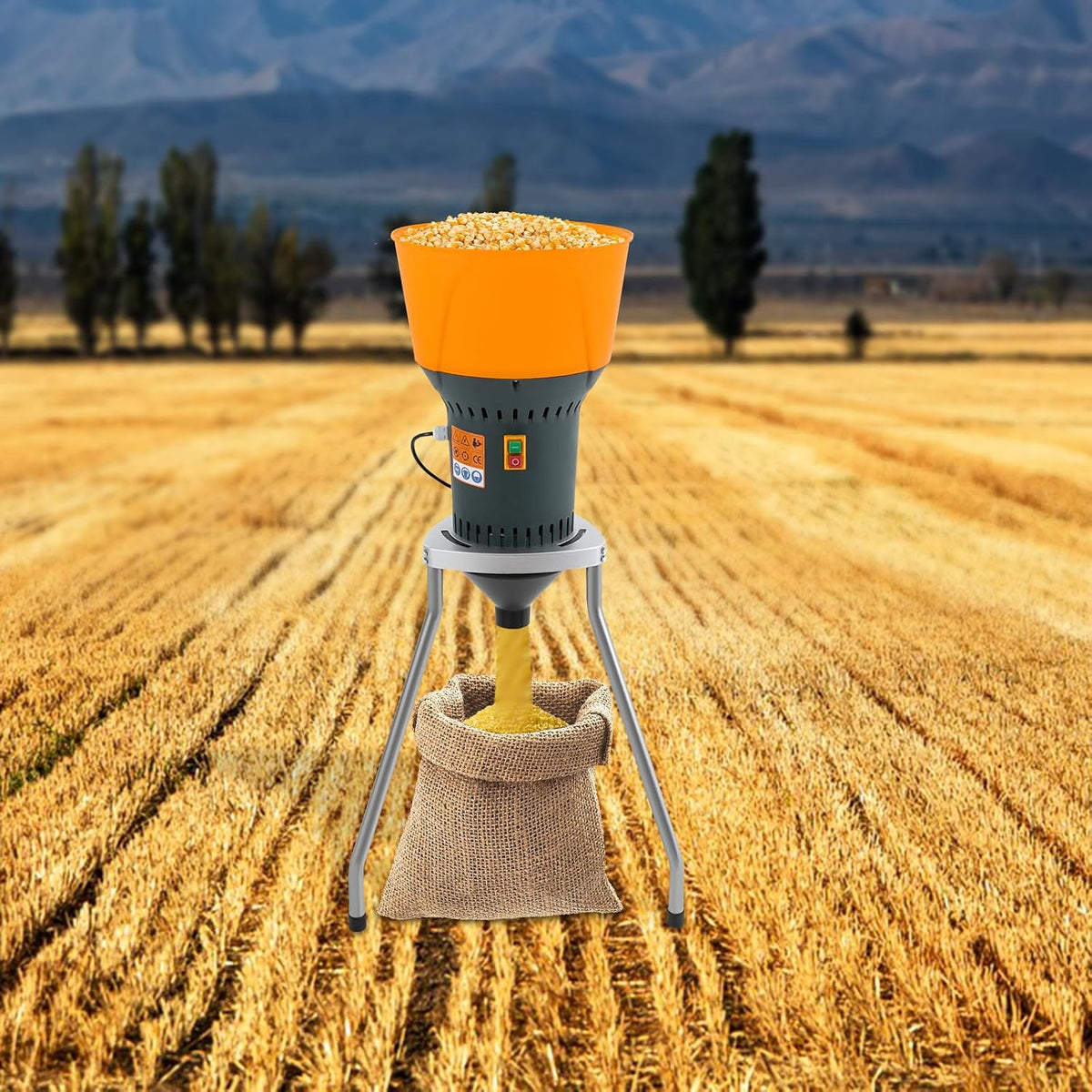 50L Moulin à céréales Moulin, moulin à maïs électrique, moulin à céréales sèches avec 5 tamis de broyage, pour moudre les grains de maïs secs