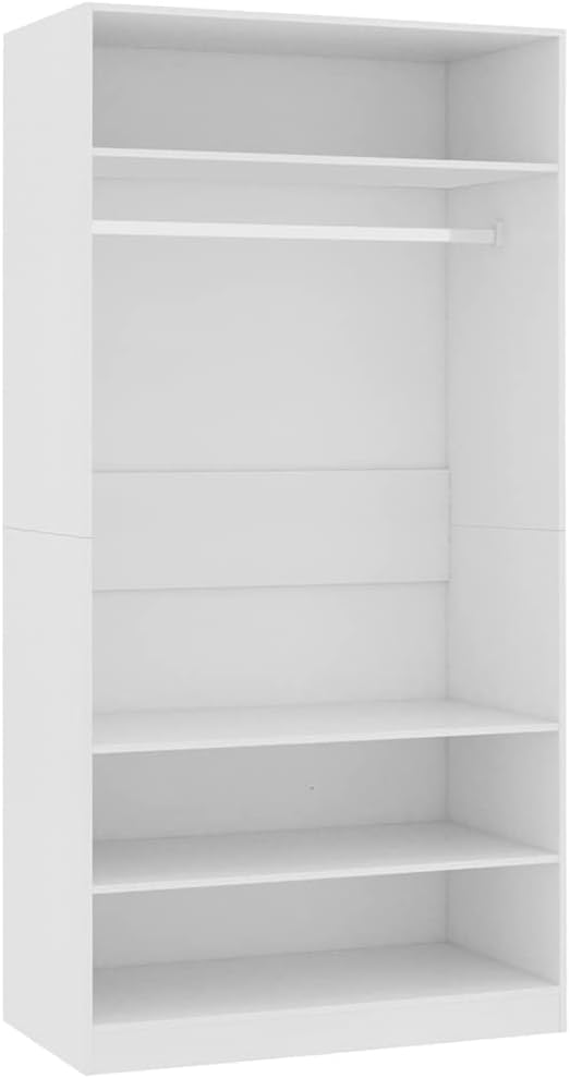 vidaXL Garde-Robe, Armoire de Rangement, Organisateur de Chambre à Coucher, Meuble de Rangement Maison Intérieur, Blanc Bois d'Ingénierie