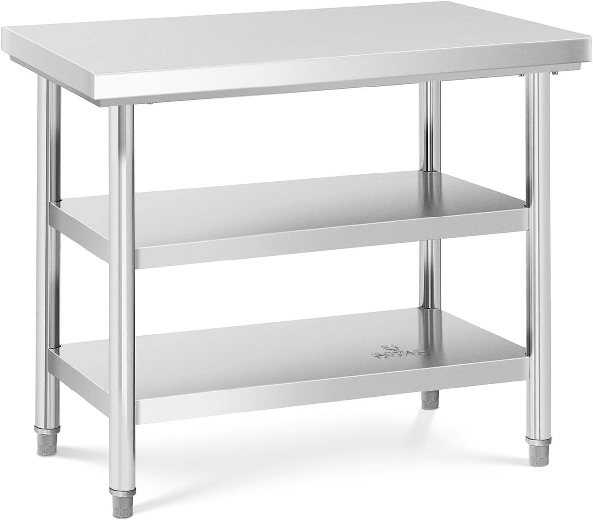 Royal Catering Table De Travail en INOX Plan Cuisine Pro Professionnel Préparation Boucher Acier Inoxydable RCWT-100X70-3L-E (500 kg Max.