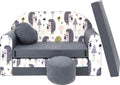 Canapé Convertible Enfant, Parfait pour Jouer et Dormir, avec Matelas Amovible, Coussin et Pouf, 98x168x59 cm