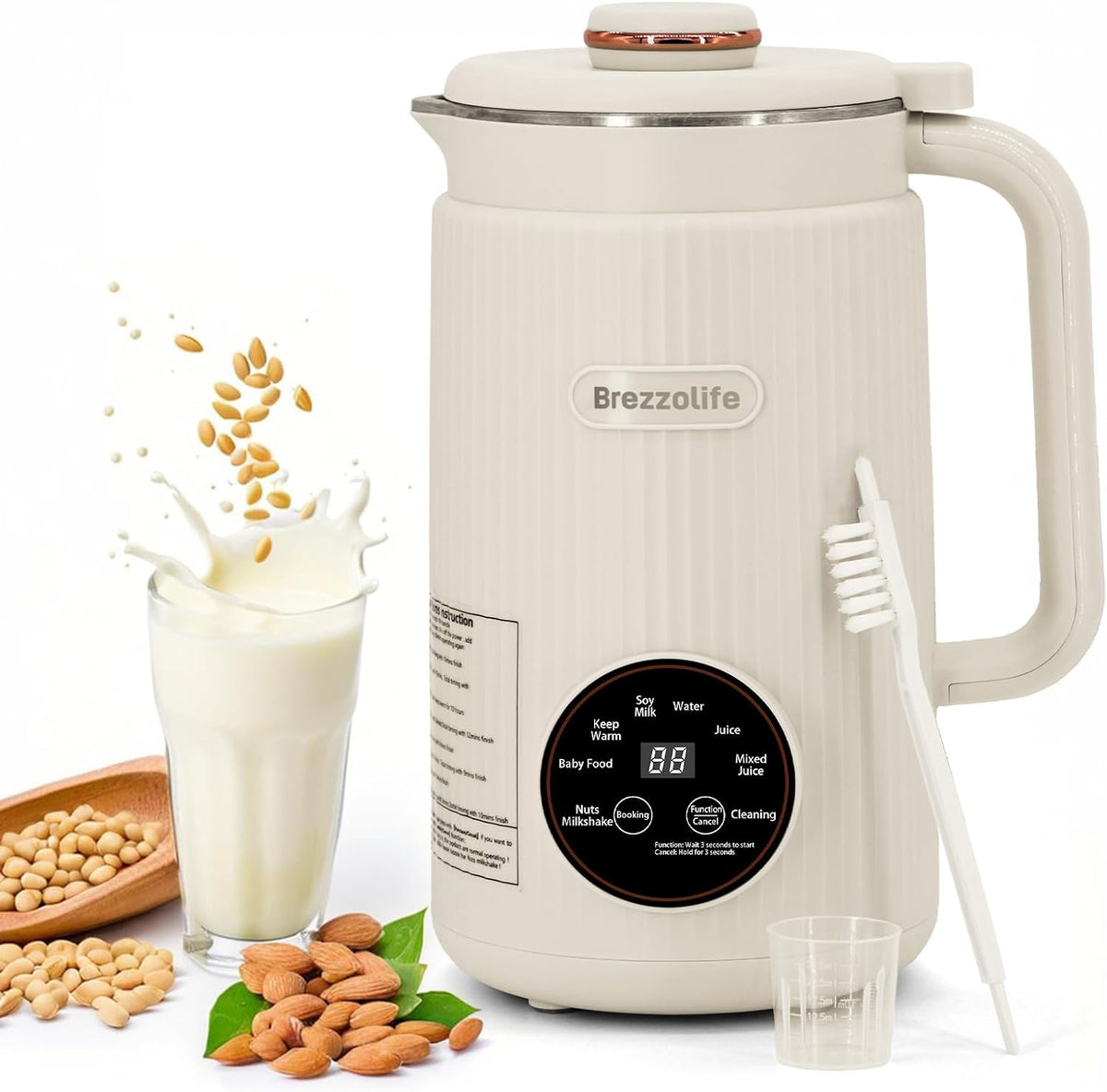 Machine automatique à lait de soja en acier inoxydable de grande capacité, 40 onces, machine automatique à lait de soja pour la maison, l'avoine