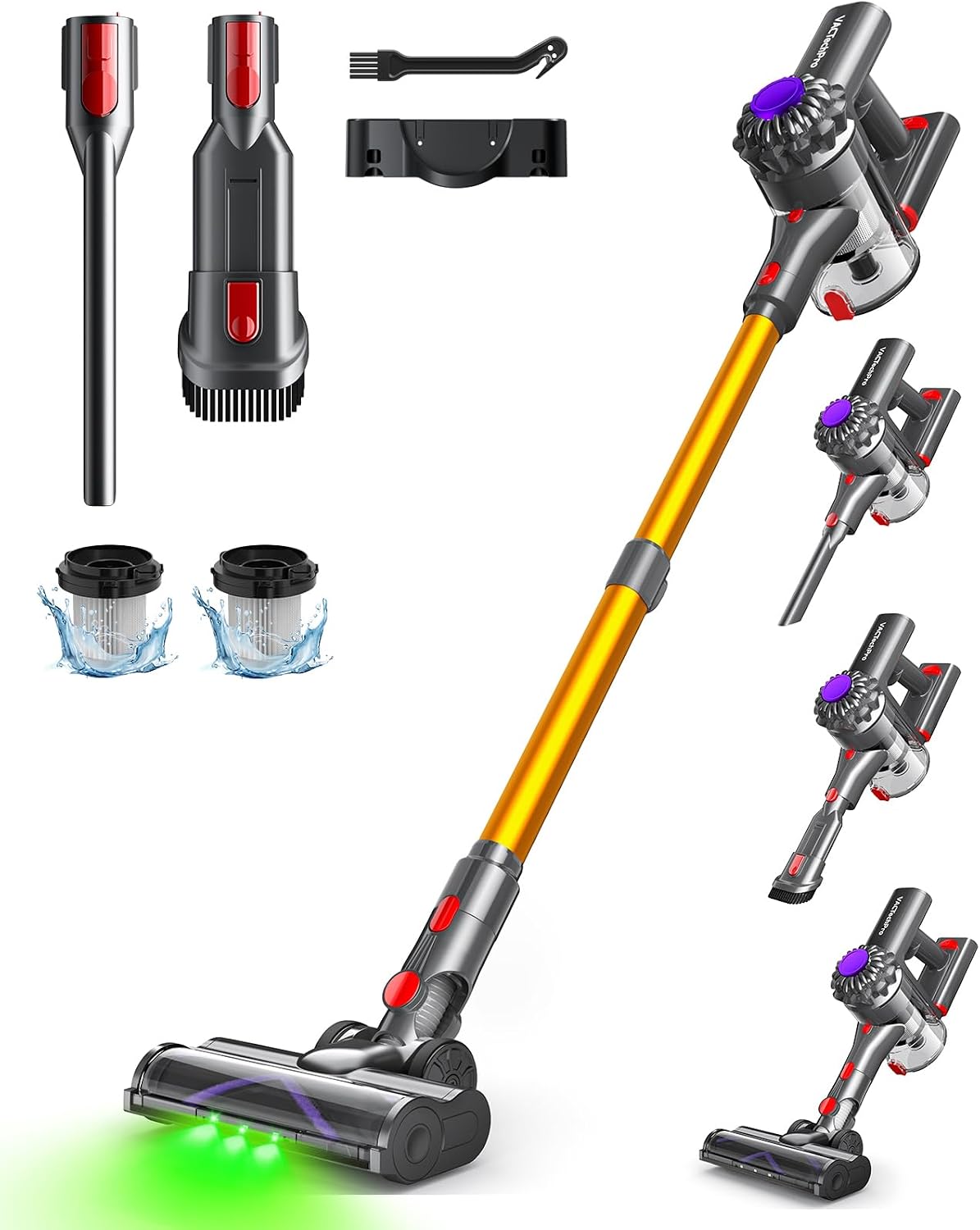 VACTechPro Aspirateur Balai sans Fil, 35kPa Aspirateur sans Fil, Aspirateur 6 en 1,35 Minutes d'Autonomie avec Batterie Amovible
