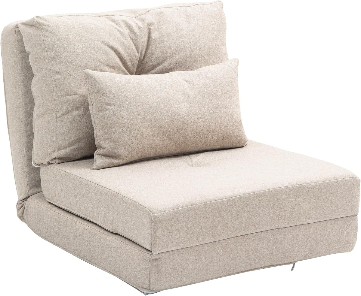 HOMCOM Fauteuil Convertible 1 Place Fauteuil Paresseux lit chauffeuse 1 Place - Coussin Inclus, Dossier réglable - Salon, Charge 120 kg