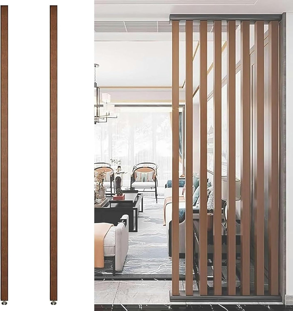 Lattes en bois pour claustra, séparateur de pièce autonome moderne pour entrée, restaurant, bureau, colonne décorative, 70 à 230 cm de haut