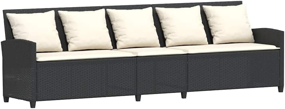 vidaXL Canapé de Jardin avec Coussins 5 Places Noir résine tressée, canapé d'extérieur, canapé de Jardin 5 Places, canapé d'extérieur 5 Places