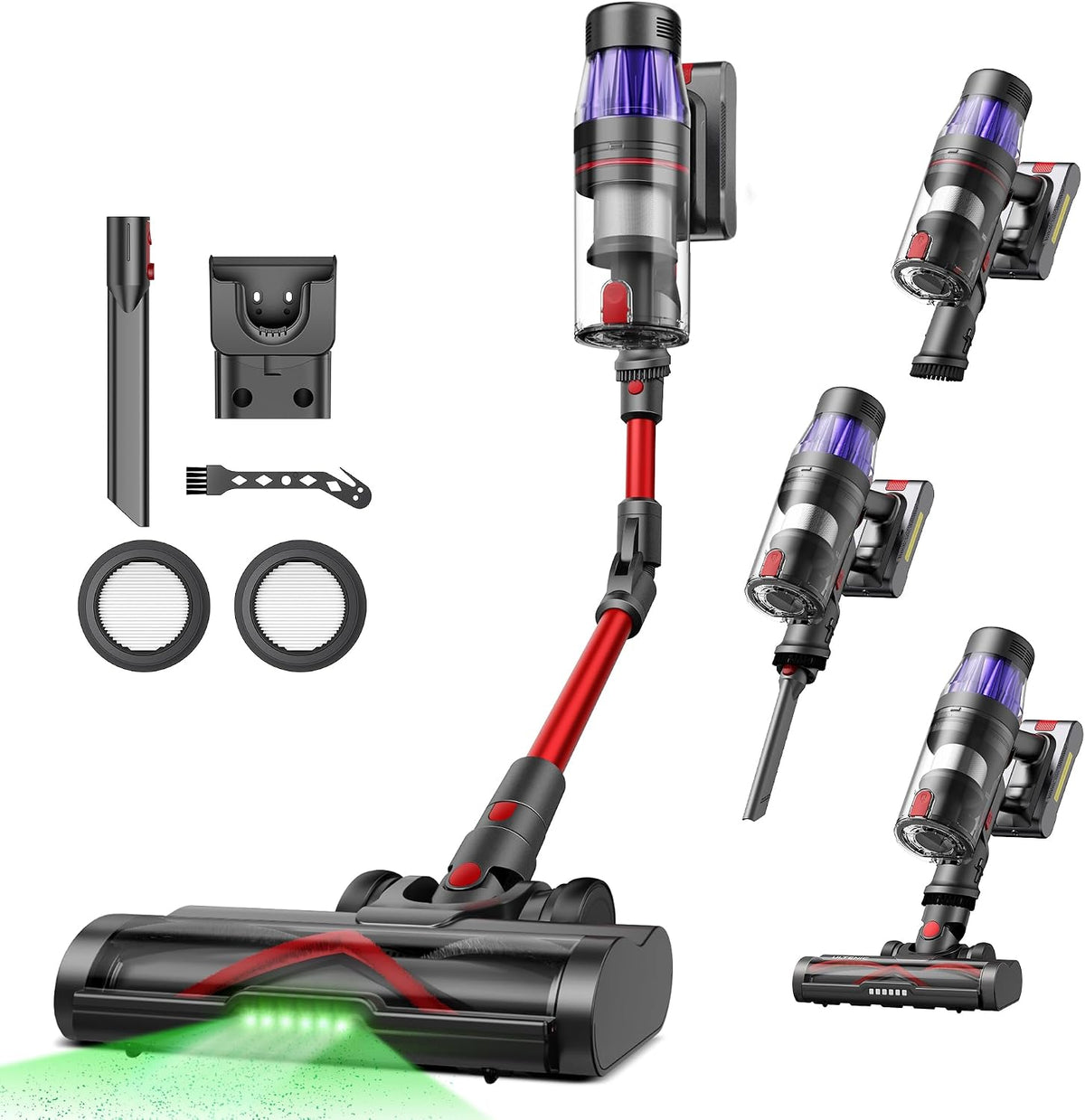 Ultenic Aspirateur Balai sans Fil, 50Kpa/60min Aspirateur sans Fil Hyper-Puissant, Aspirateur Balai, Tube Pliable, Brosse Anti-Emmêlement pour Tapis