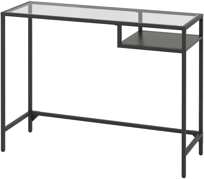 IKEA VITTSJÖ Table d'ordinateur portable brun noir/verre 100 cm x 36 cm x 74 cm