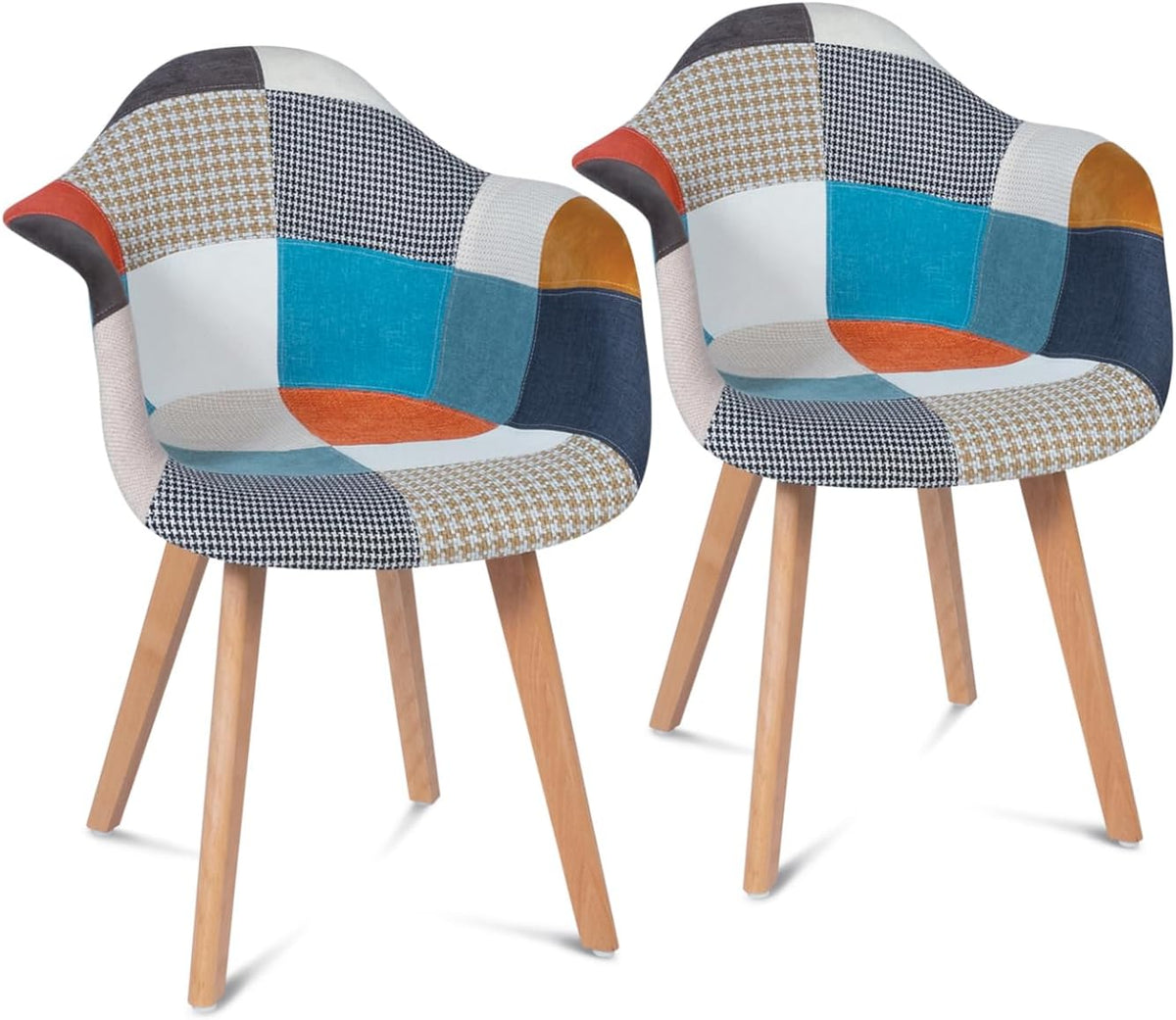 IDMarket - Lot de 2 chaises de Salle à Manger scandinaves, fauteuils de Table SARA Motifs patchworks Multi-Couleurs
