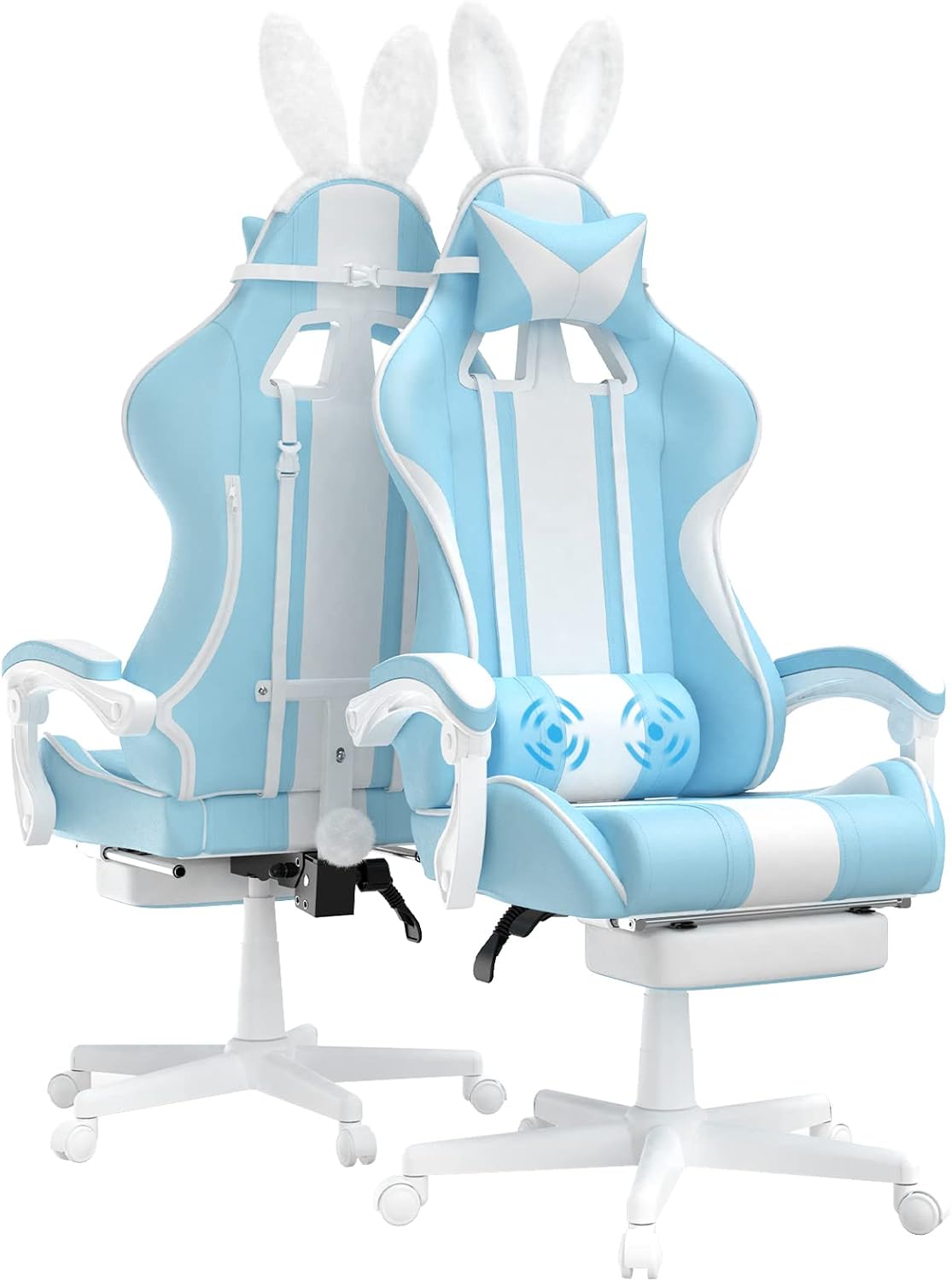 Ferghana Chaise Gaming Ergonomique Massage avec Repose-Pieds Fauteuil Ergonomique Gaming Chair avec Appui-tête Chaise de Bureau PC Gamer Racing