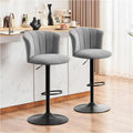 Chaise de Bar Lot de 2 Tabouret de Bar Tissu Velours Soie, Cuisine Siège Bar Réglables, Tabourets de Bar Rotatif sur 360°