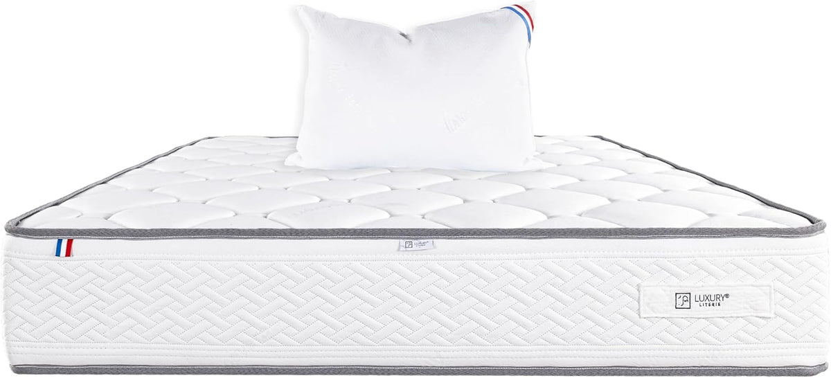Luxury Literie Matelas 90x190 cm, Iris, 20 cm, mémoire de Forme, Ferme, Face été/Hiver + 1 Oreiller