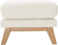 Miliboo Pouf Repose-Pieds déhoussable scandinave en Tissu Effet Laine bouclée Blanc cassé et Bois Clair Oslo