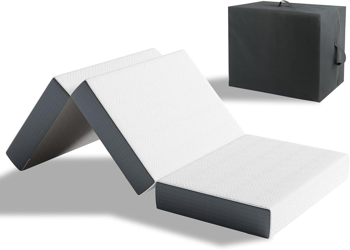 Vesgantti Matelas Pliable 120x195x10cm, Matelas d'Appoint en Mousse à Mémoire de Forme en Gel, Amovible et Lavable avec Sac de Transport