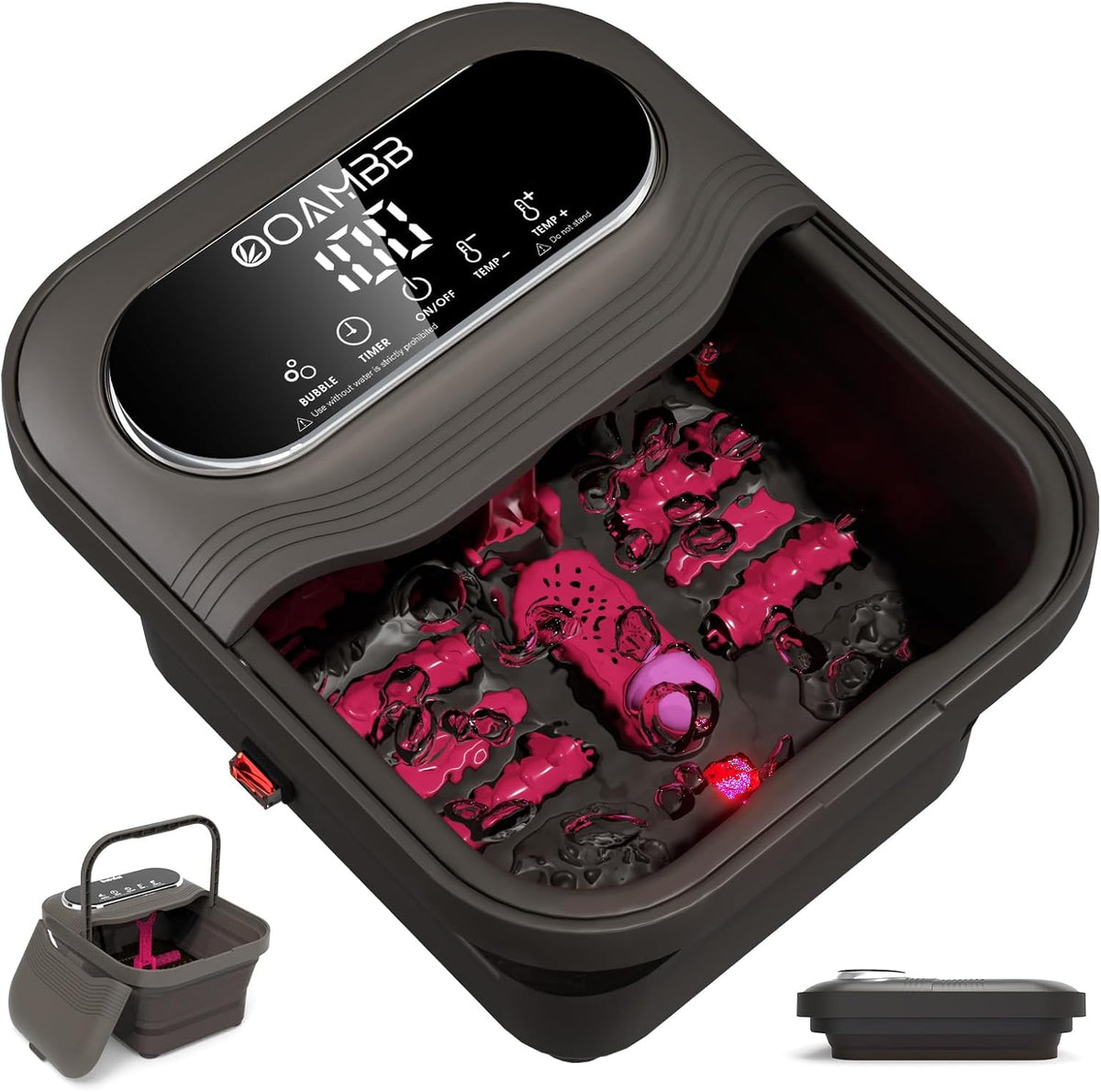 OOAMBB Spa pour les pieds pliable avec contrôle de la chaleur, des bulles et de la température