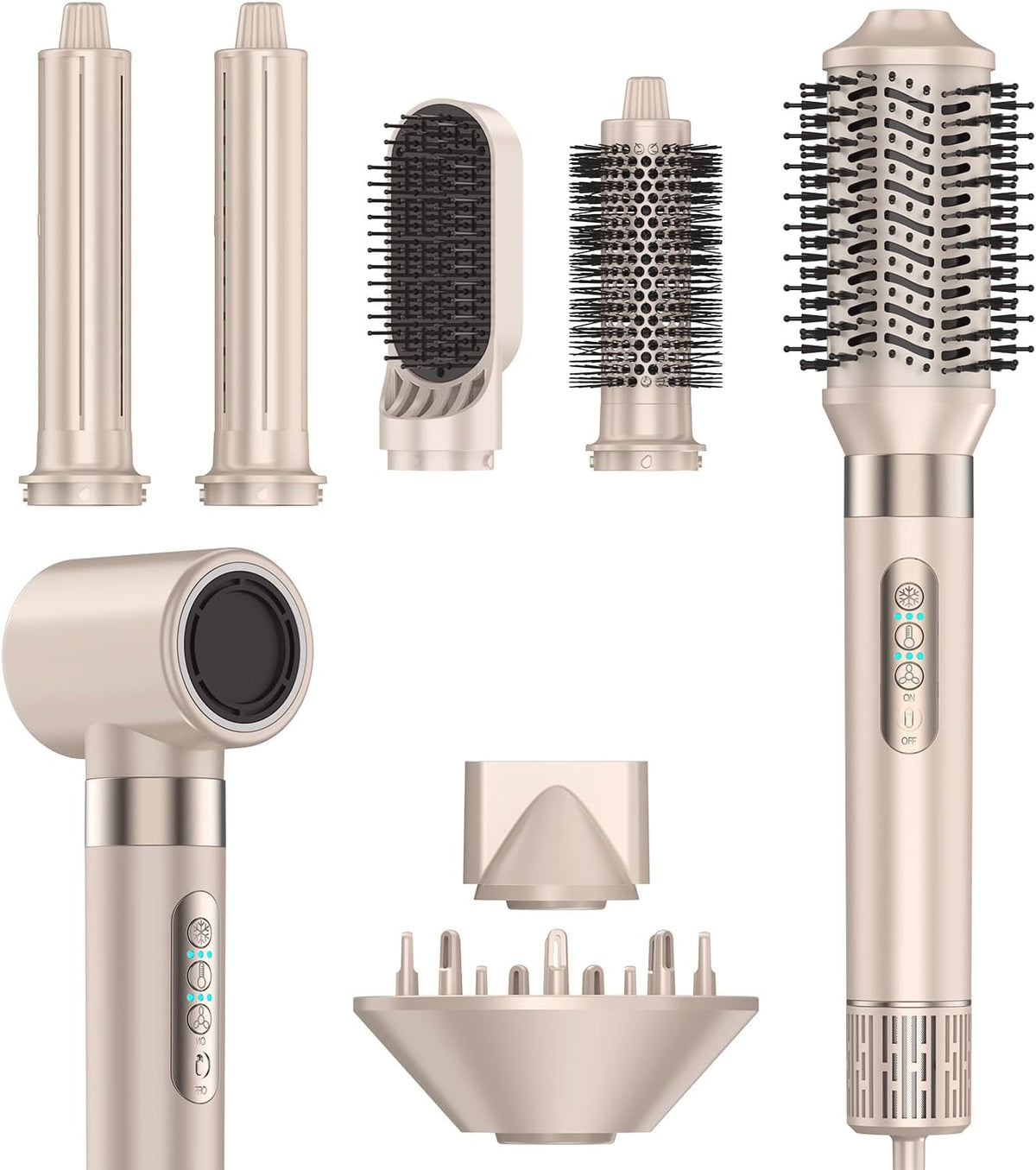 Air Styler 8-en-1 Brosse Soufflante, Haute Vitesse 110 000 tr/min Séchage & Coiffage Rapide, Ionique Sèche-Cheveux avec Boucleurs Auto-Wrap