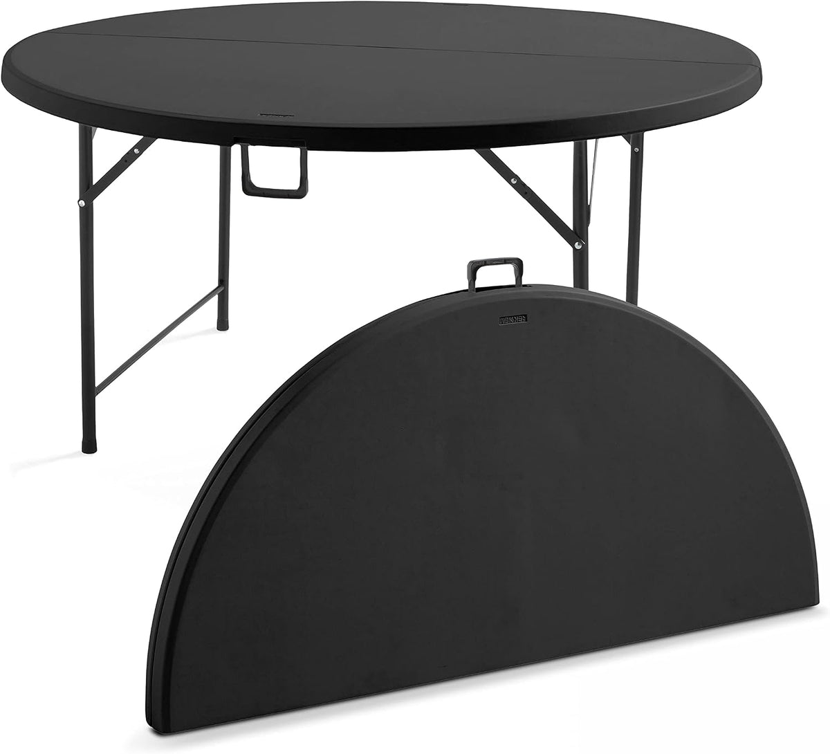 Rekkem Table Pliante Ronde 8 Personnes Noire