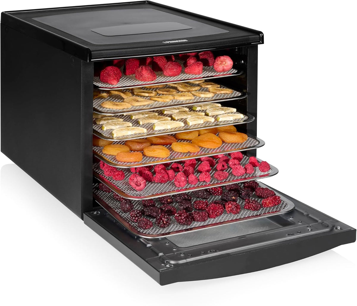 Princess Déshydrateur avec 6 Plateaux en Acier Inoxydable, Température Réglable, Écran Tactile, Minuteur jusqu'à 48 Heures, 550 W, 01.112398.01.001