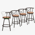Meuble Cosy Lot de 4 Tabourets de Bar Chaises Vintage pivotant sur 360° avec Dossier et Repose-Pieds Siège de 63cm de Haut Style Industriel Marron