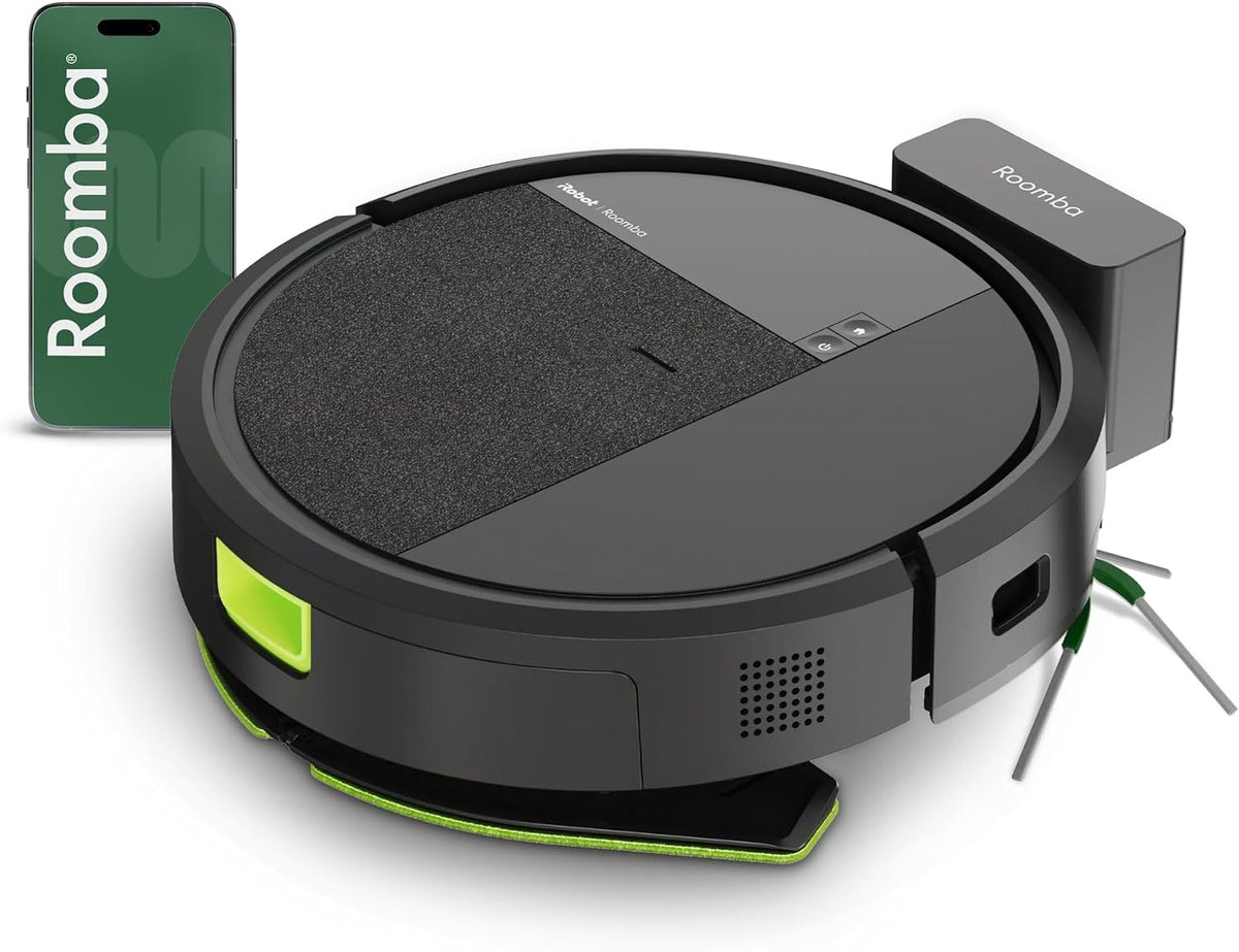 iRobot Roomba 115 Combo - Robot Aspirateur Laveur 2en1 - Puissance d'Aspiration de 15KPa - Brosse latérale étendue - Lingette de Lavage déportée