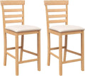 vidaXL Tabourets de Bar avec Coussins 2pcs Naturel Bois Massif d'hévéa, Chaise, Chaise de Bar de Cuisine, Chaise de Restaurant