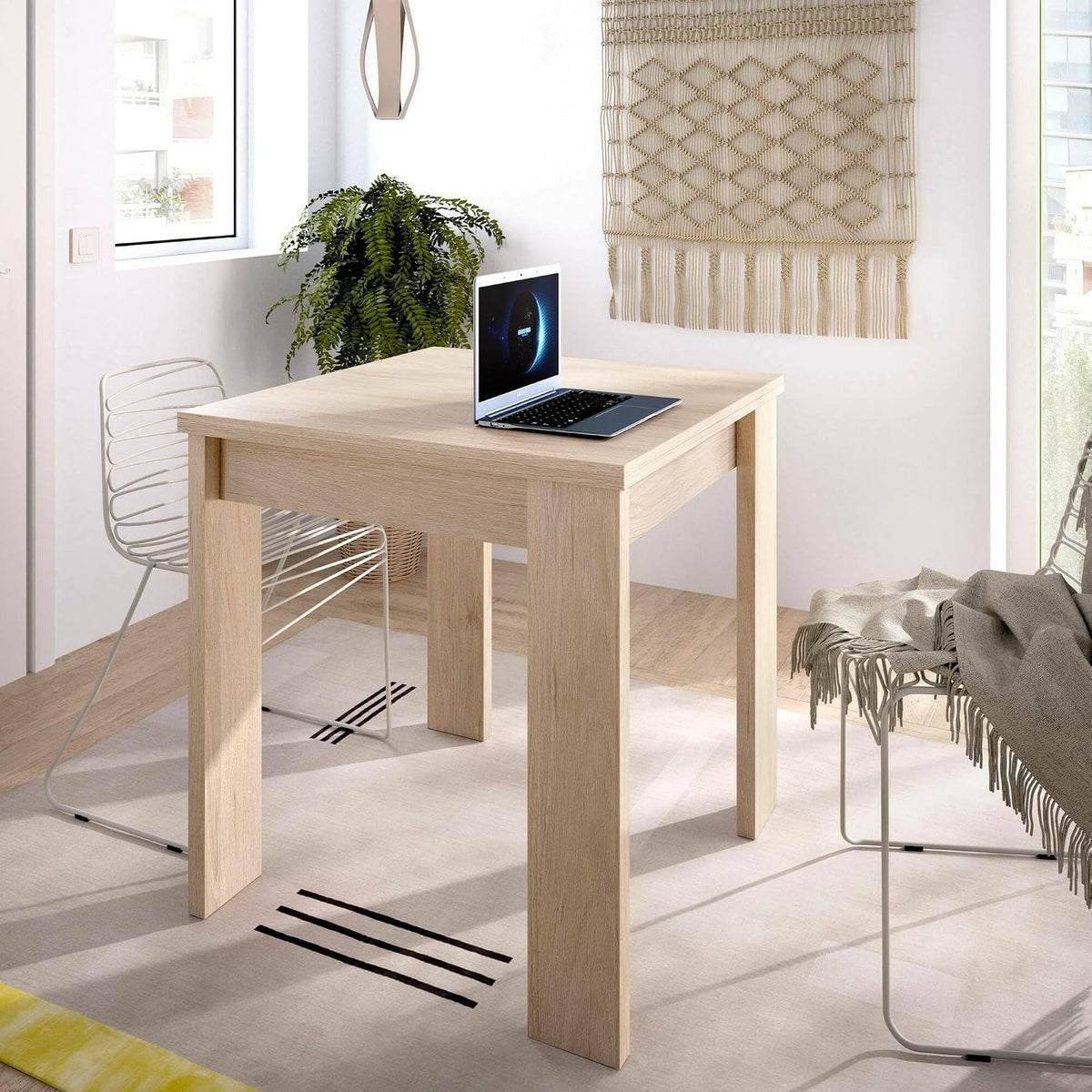 Dmora - Table Extensible Comer, Console Extensible Multi-Positions, Table Console auxiliaire Pliante, 67/134x67h79 cm, Chêne
