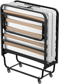 DEWINNER Lit Pliant 80x190 cm avec Matelas de 10cm, Lit Pliable 1 Personne Adulte pour Cadre de lit en sommier 80x190,4 roulettes
