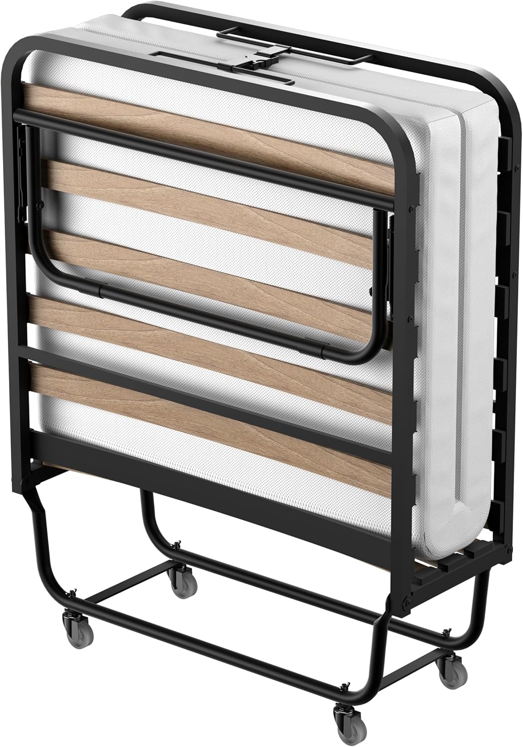 DEWINNER Lit Pliant 80x190 cm avec Matelas de 10cm, Lit Pliable 1 Personne Adulte pour Cadre de lit en sommier 80x190,4 roulettes