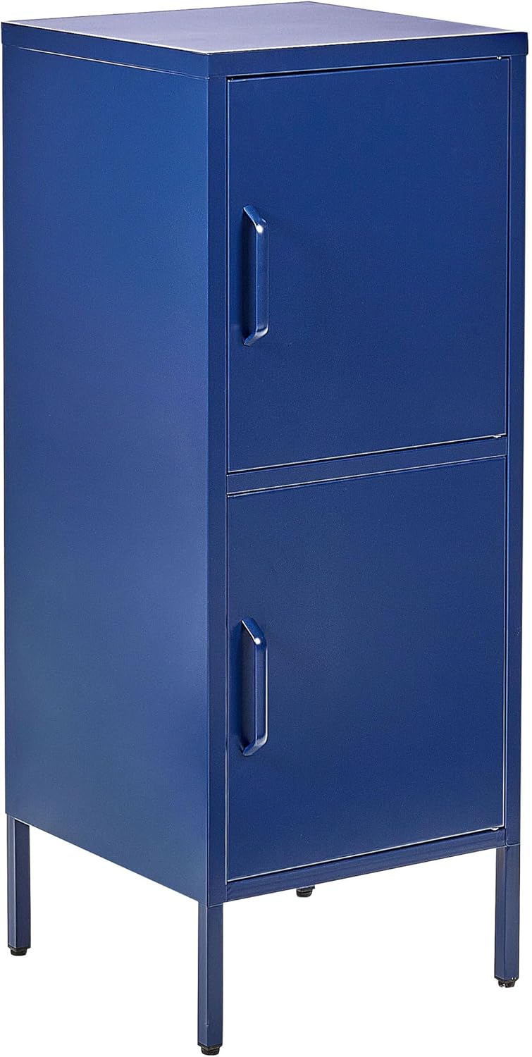 Beliani Armoire à 2 Portes en Acier Bleu Marine pour Bureau ou Couloir Industriel Huron